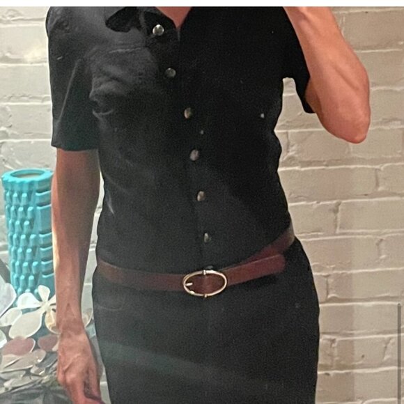 Black Armani Exchange Denim Military Dress Size 8 - Picture 6 of 8